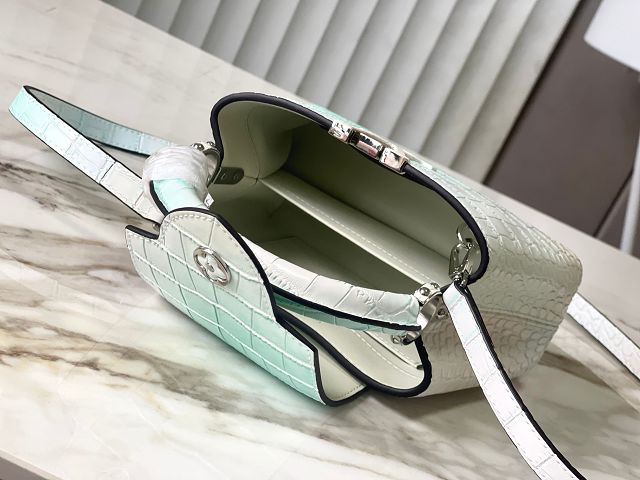 Louis vuitton original crocodile calfskin capucines mini handbag N93161 white&blue