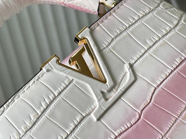 Louis vuitton original crocodile calfskin capucines mini handbag N93161 white&pink