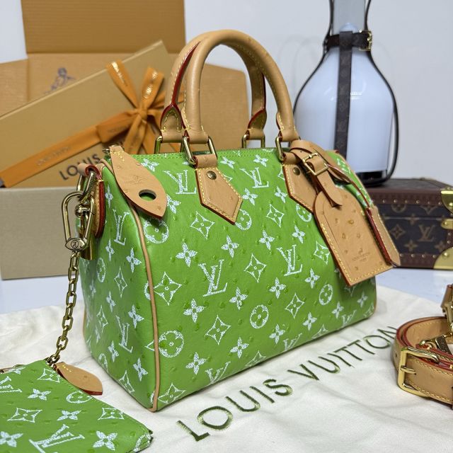 Louis vuitton original ostrich calfskin speedy P9 25 N13912 green