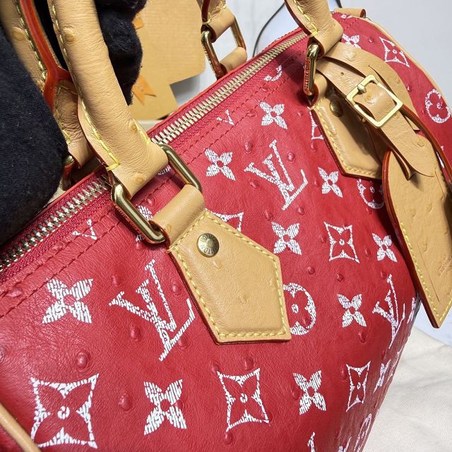 Louis vuitton original ostrich calfskin speedy P9 25 N13912 red