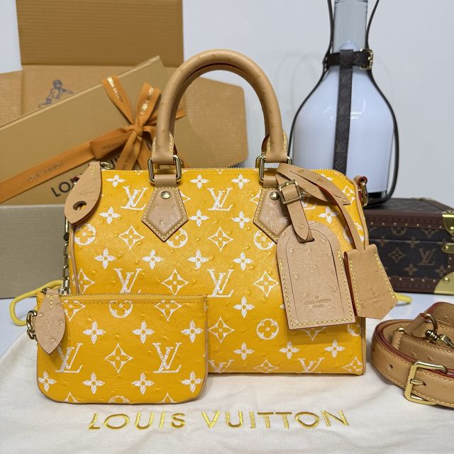 Louis vuitton original ostrich calfskin speedy P9 25 N13912 yellow