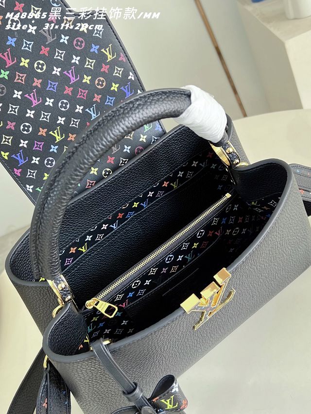 Louis vuitton original calfskin capucines MM handbag M59227 black