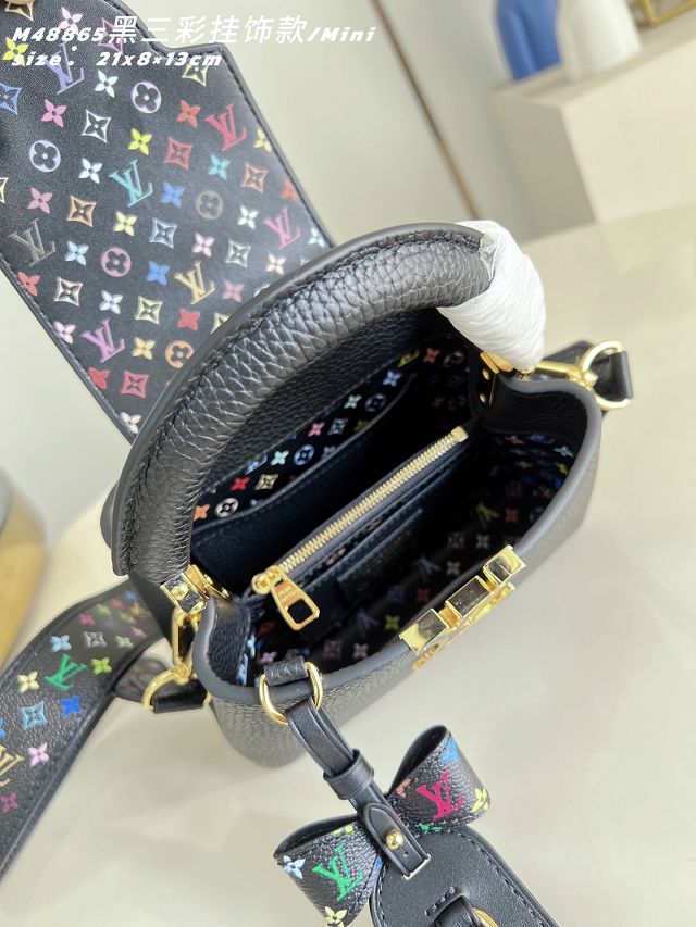 Louis vuitton original calfskin capucines mini handbag M14101 black