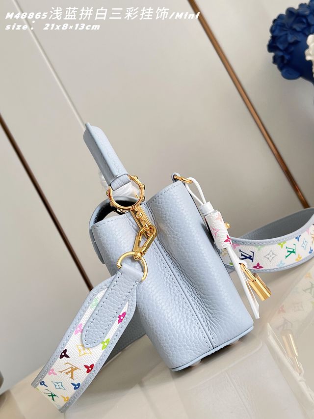 Louis vuitton original calfskin capucines mini handbag M14101 light blue