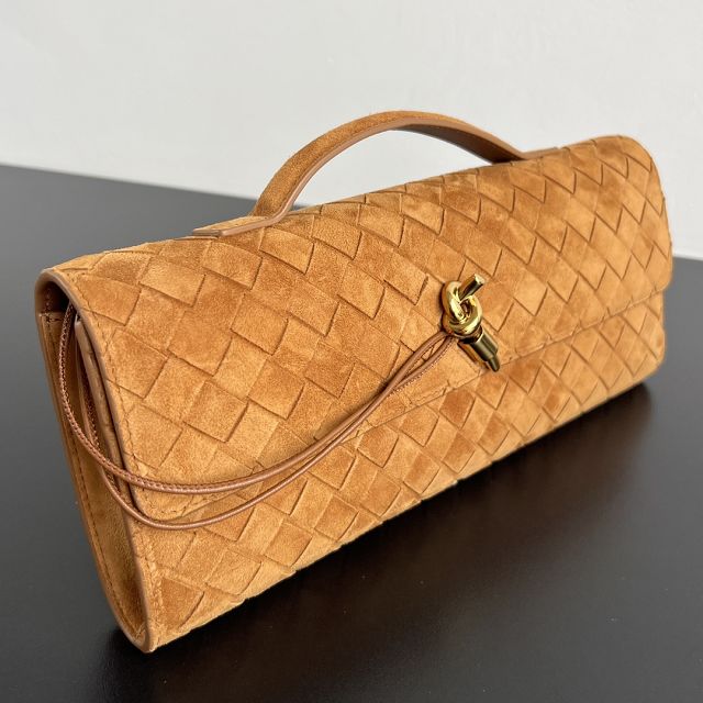 BV original suede calfskin andiamo long clutch 741511 amber