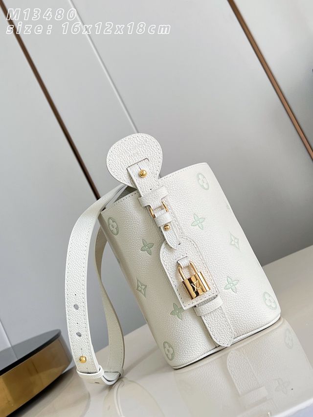 Louis vuitton original calfskin all in BB handbag M28315 milky&green