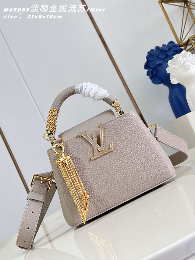 Louis vuitton original calfskin capucines mini M26328 grey