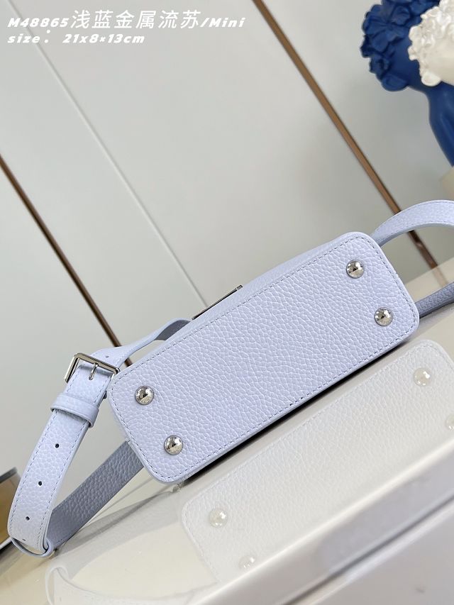 Louis vuitton original calfskin capucines mini M26328 light blue