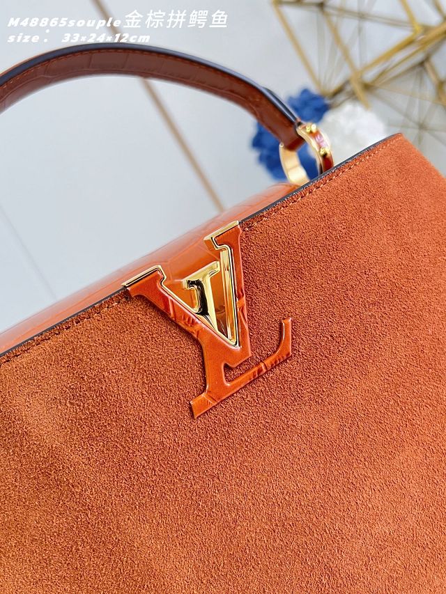 Louis vuitton original suede capucines MM souple M14979 brown