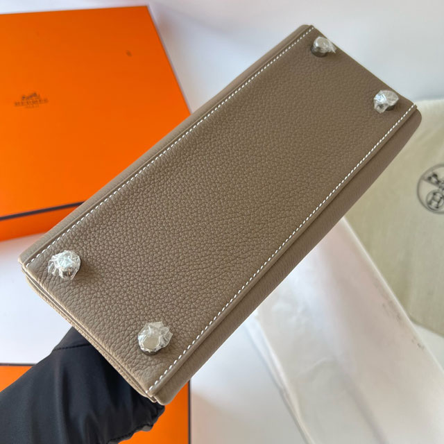 Hermes original togo leather kelly 25 bag K25 grey etoupe