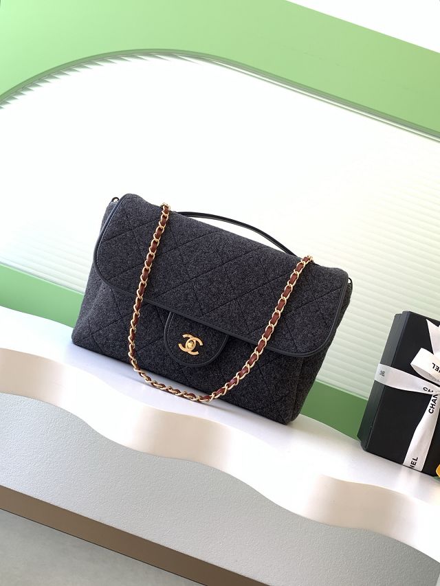 CC original felt large top handle flap bag AS5852 black