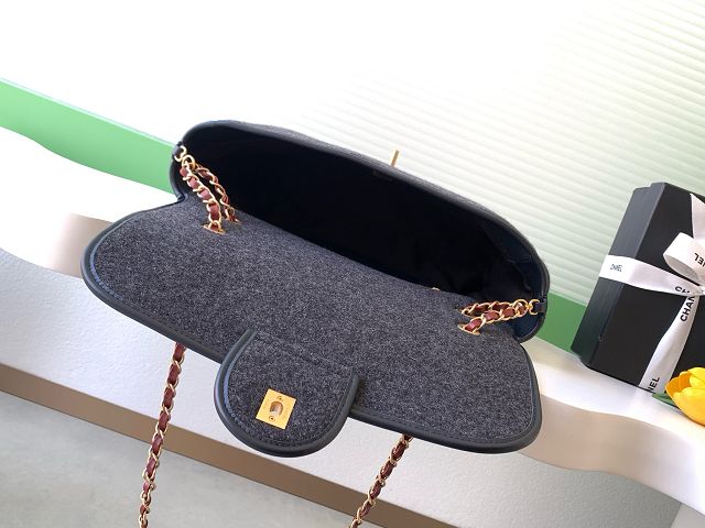 CC original felt large top handle flap bag AS5852 black