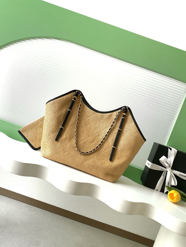 CC original raffia maxi shopping bag AS5463 beige