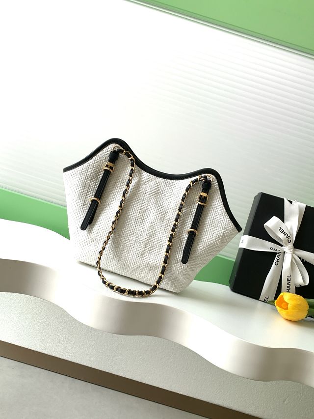 CC original raffia small tote bag AS6015 white