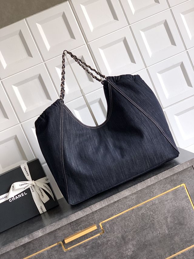 CC original denim large tote bag AS2138 dark blue