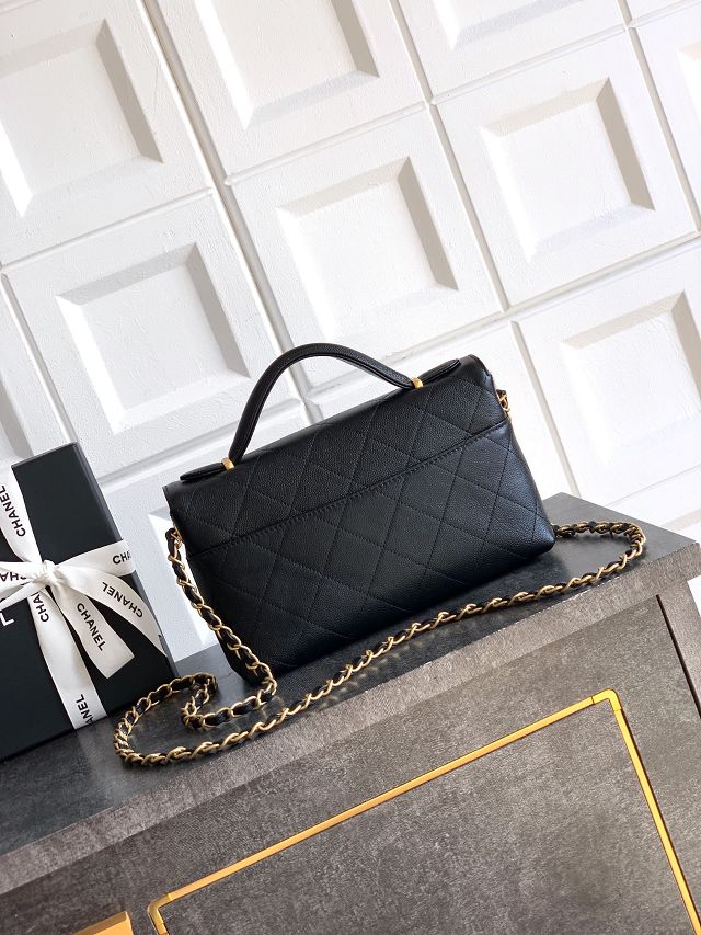 CC original grained calfskin medium flap bag AS5987 black