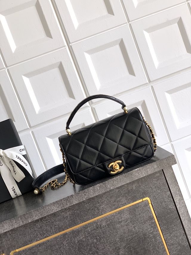 CC original lambskin mini flap bag AS5399 black