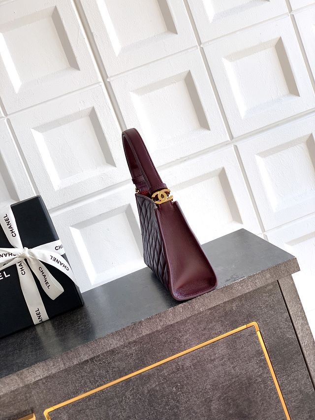 CC original lambskin shoulder bag AS6045 bordeaux