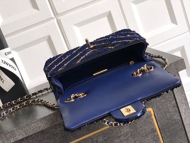 CC original sequins mini flap bag AS4561 blue