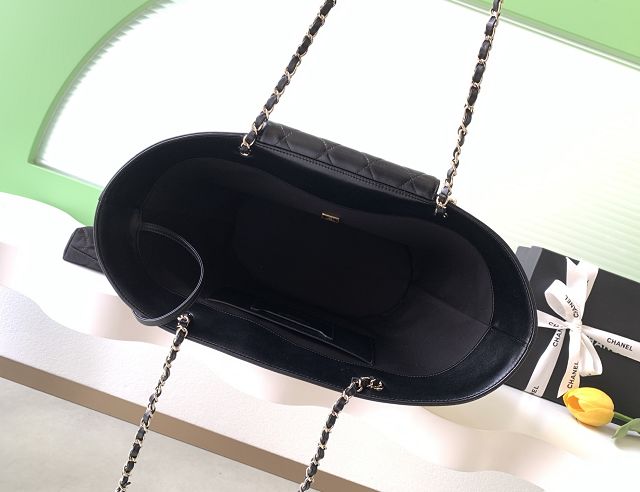 CC original straw large tote bag AS5952 beige&black