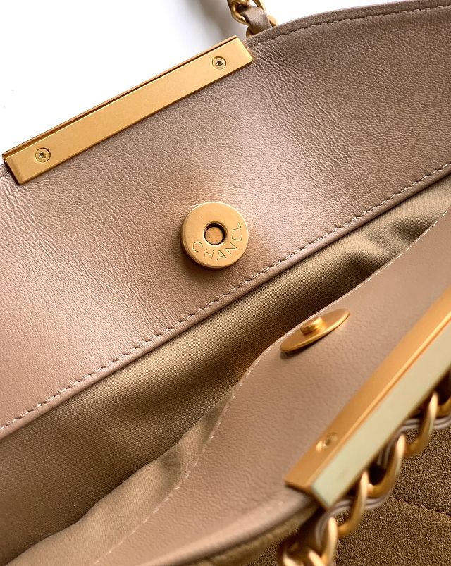 CC original suede calfskin large handbag AS5936 apricot