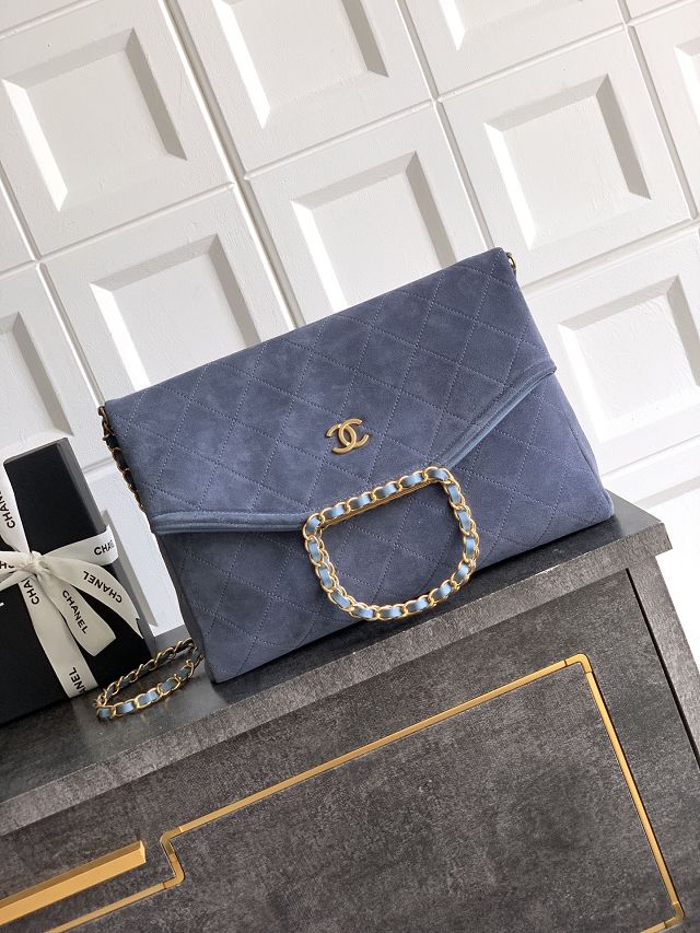 CC original suede calfskin large handbag AS5936 light blue