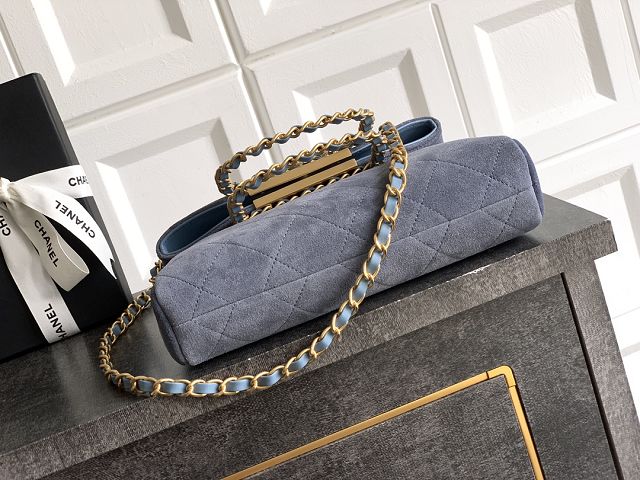 CC original suede calfskin small handbag AS5895 light blue