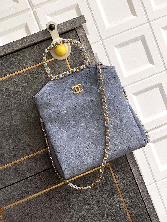 CC original suede calfskin small handbag AS5895 light blue