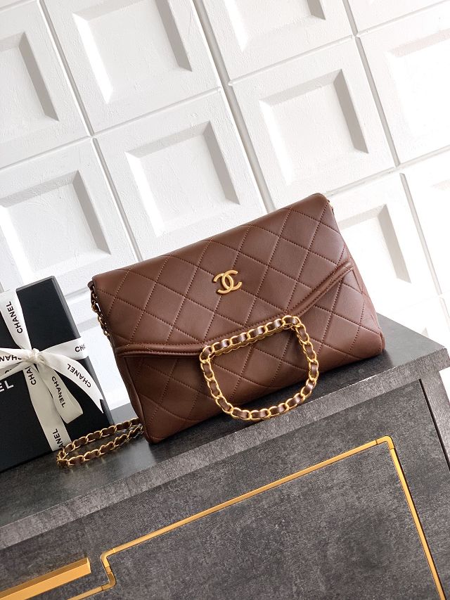 CC original calfskin medium handbag AS5896 dark brown
