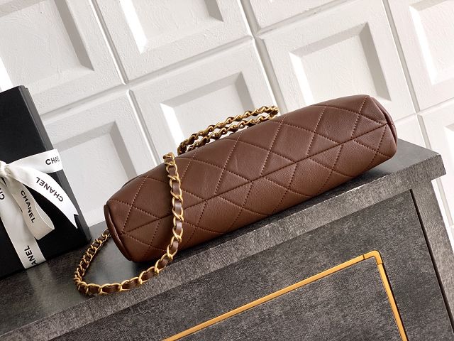 CC original calfskin medium handbag AS5896 dark brown