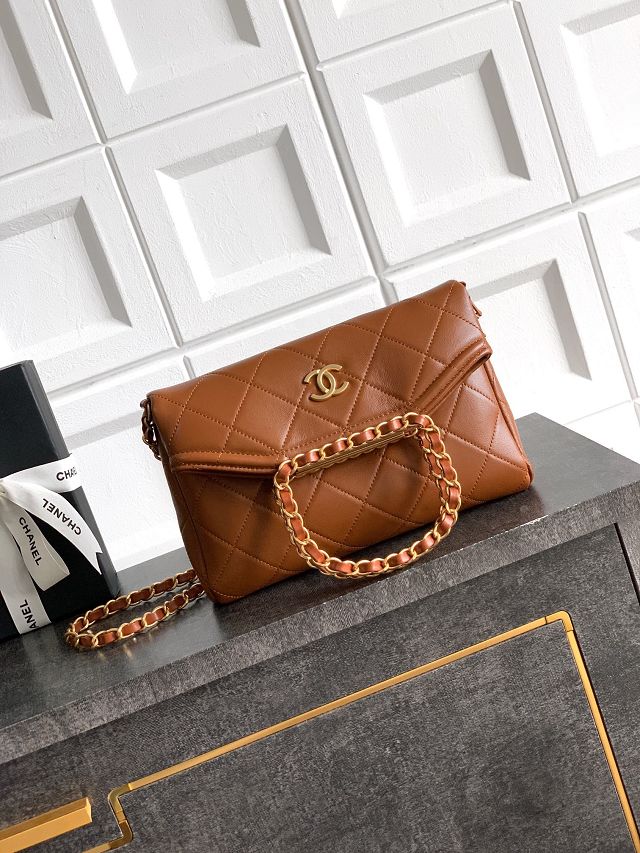 CC original calfskin small handbag AS5895 brown