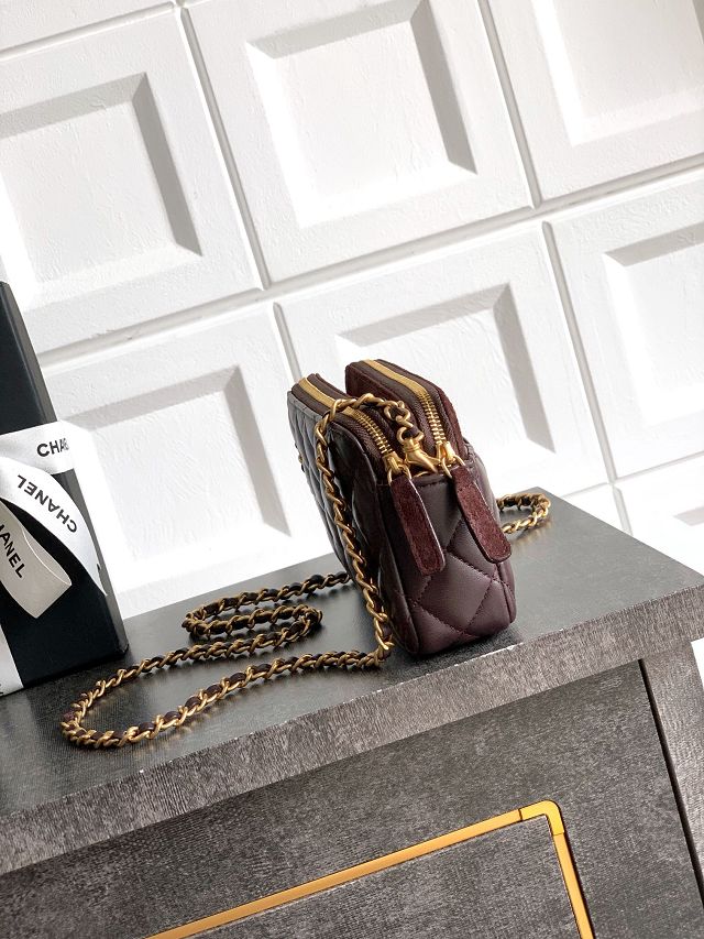 CC original suede&lambskin vanity with chain AP4670 dark brown