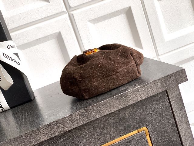 CC original suede calfskin mini pouch AP4981 dark brown