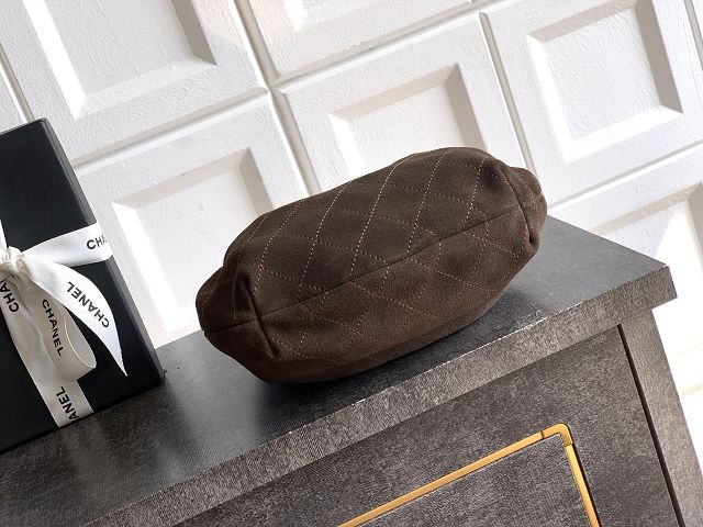 CC original suede calfskin small hobo bag AS6022 dark brown
