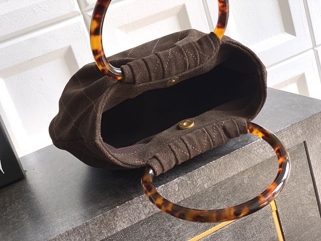 CC original suede calfskin small hobo bag AS6022 dark brown