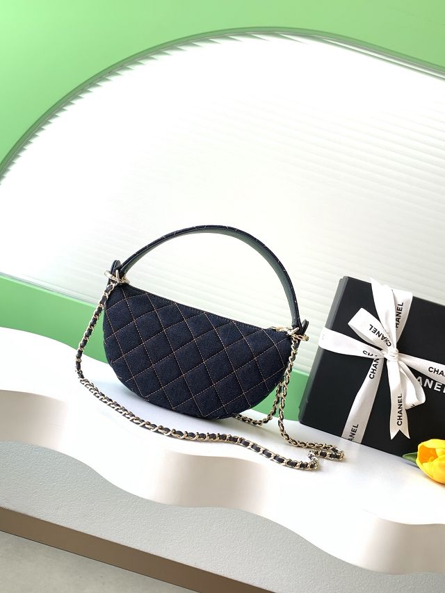 CC original denim clutch with chain AP5094 dark blue