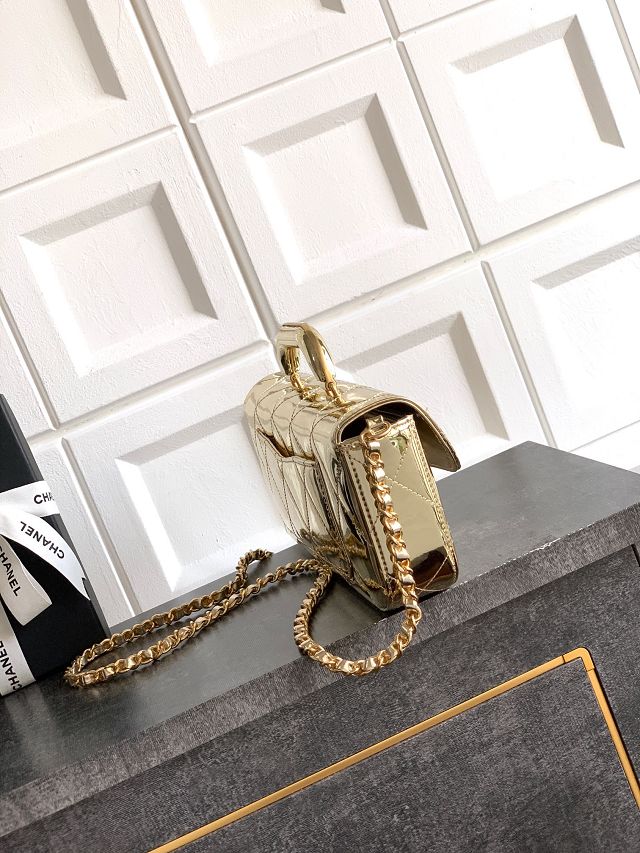 CC original patent calfskin clutch AS5807 gold