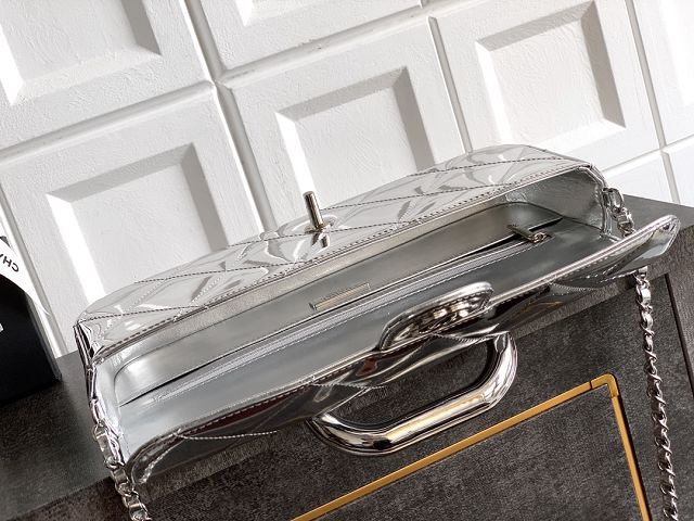 CC original patent calfskin clutch AS5807 silver