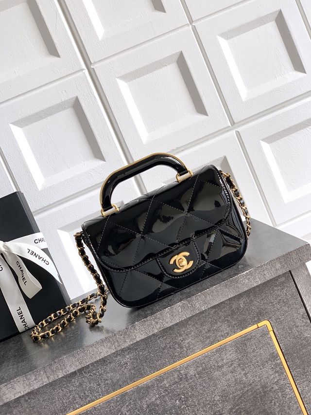 CC original patent calfskin small clutch AS5805 black