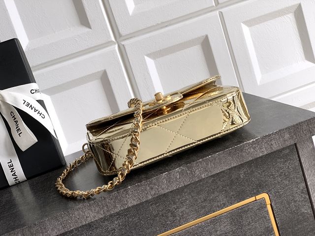 CC original patent calfskin small clutch AS5805 gold