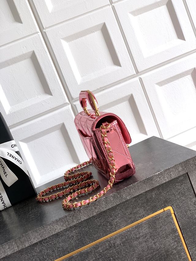 CC original patent calfskin small clutch AS5805 pink