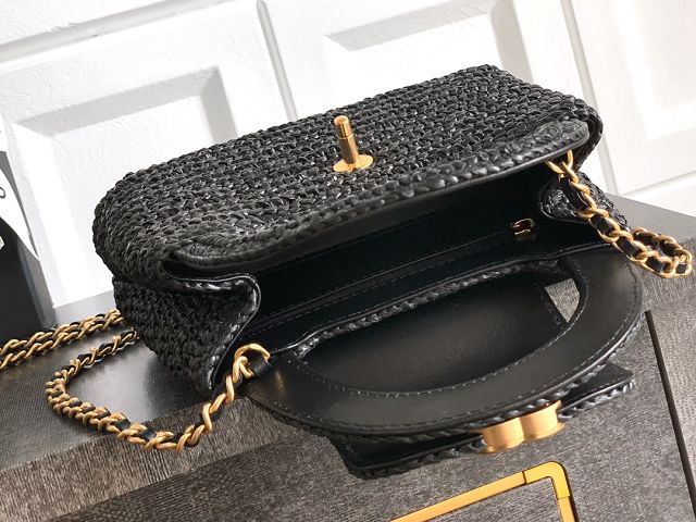 CC original raffia mini shopping bag AS4416 black