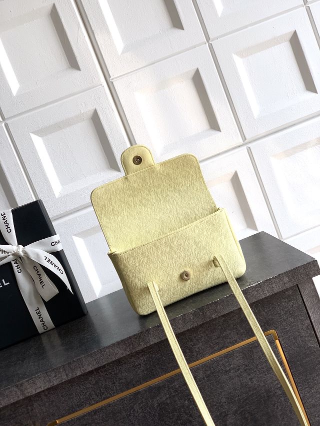 CC original grained calfskin clutch AP5068 yellow