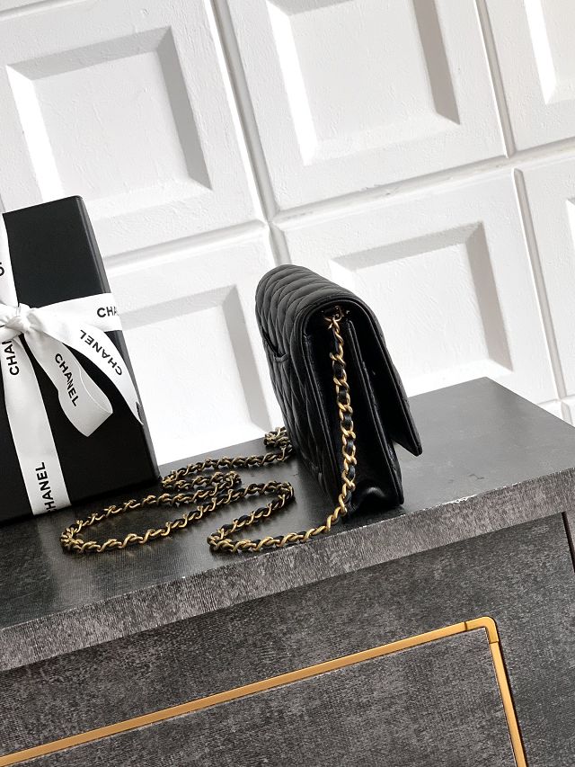 CC original lambskin wallet on chain AP3938 black