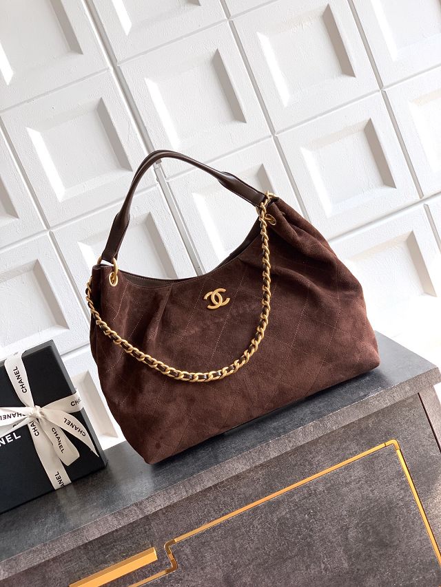 CC original suede calfskin large hobo bag AS5978 dark brown