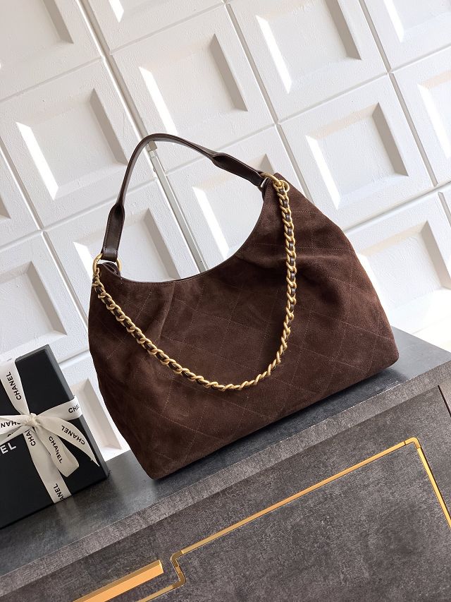 CC original suede calfskin large hobo bag AS5978 dark brown