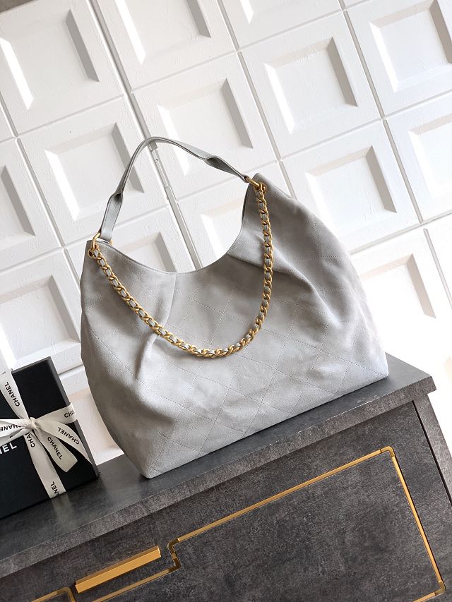 CC original suede calfskin maxi hobo bag AS6016 light grey