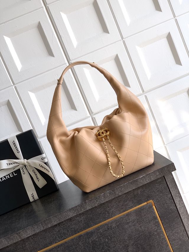 CC original calfskin medium hobo bag AS5976 apricot