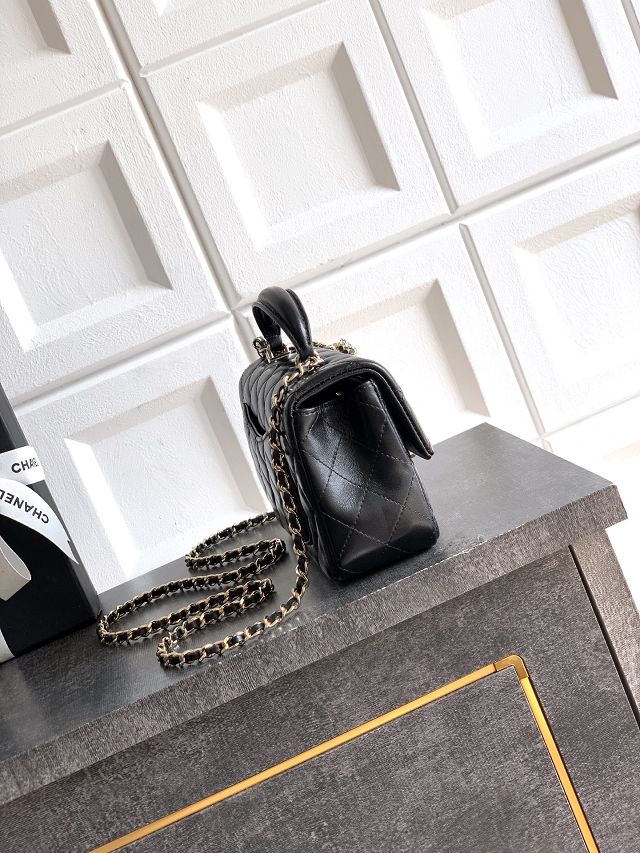 CC original lambskin top handle flap bag AS1790 black