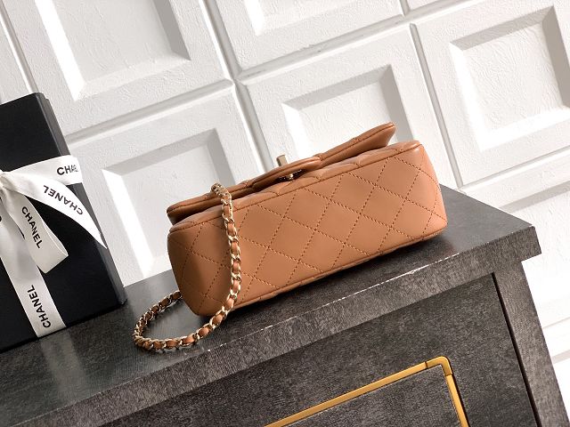 CC original lambskin top handle flap bag AS1790 brown